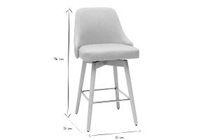 Tabourets de bar scandinaves pivotants 360° en tissu gris clair et bois hêtre massif H65 cm (lot de 2) HASTA