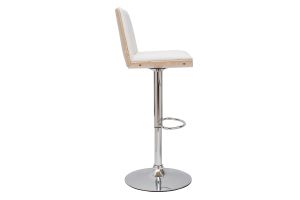 Tabouret de bar design réglable blanc et bois clair PANACH