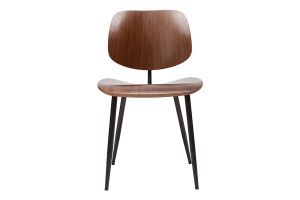Chaises en bois foncé noyer et métal noir (lot de 2) TOBIAS