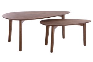 Tables basses gigognes scandinaves bois foncé noyer (lot de 2) ARTIK