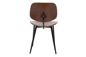 Chaises en bois foncé noyer et métal noir (lot de 2) TOBIAS