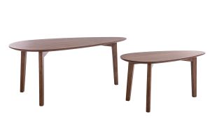 Tables basses gigognes scandinaves bois foncé noyer (lot de 2) ARTIK