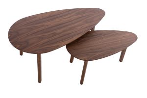 Tables basses gigognes scandinaves bois foncé noyer (lot de 2) ARTIK