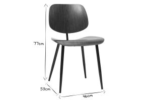 Chaises en bois foncé noyer et métal noir (lot de 2) TOBIAS