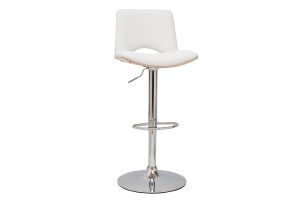 Tabouret de bar design réglable blanc et bois clair PANACH