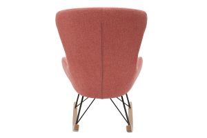 Rocking chair scandinave en tissu effet velours texturé terracotta, métal noir et bois clair ESKUA