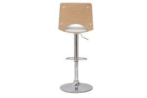 Tabouret de bar design réglable blanc et bois clair PANACH