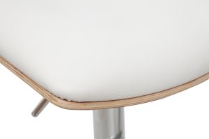 Tabouret de bar design réglable blanc et bois clair PANACH