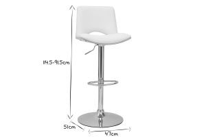 Tabouret de bar design réglable blanc et bois clair PANACH