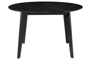 Table à manger design extensible ronde noire L120-150 cm LEENA