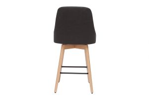 Tabourets de bar scandinaves pivotants 360° en tissu gris foncé et bois hêtre massif H65 cm (lot de 2) HASTA
