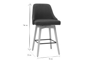 Tabourets de bar scandinaves pivotants 360° en tissu gris foncé et bois hêtre massif H65 cm (lot de 2) HASTA