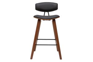 Tabourets de bar design noir et bois foncé H69 cm (lot de 2) VASCO