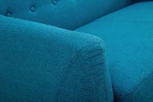 Divano 2 posti scandinavo sfoderabile blu anatra e legno YNOK