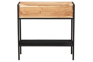 Console avec rangements 2 tiroirs en bois massif et métal noir L80 cm ARTHUS