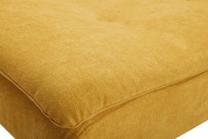 Canapé convertible 3 places en tissu effet velours jaune moutarde et bois clair SENSO