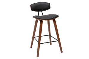 Tabourets de bar design noir et bois foncé H69 cm (lot de 2) VASCO