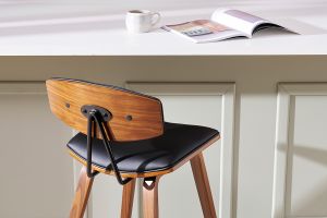 Tabourets de bar design noir et bois foncé H69 cm (lot de 2) VASCO
