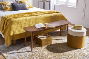 Banc vintage bois foncé noyer L130 cm NORDECO
