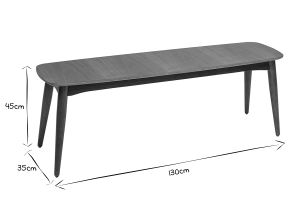 Banc vintage bois foncé noyer L130 cm NORDECO