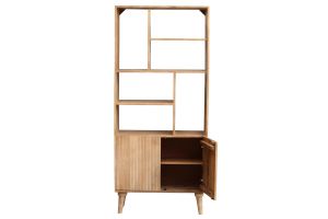 Bibliothèque en bois manguier massif 2 portes gravées L80 cm RUBIA