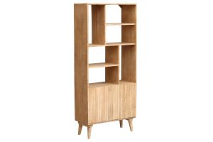 Bibliothèque en bois manguier massif 2 portes gravées L80 cm RUBIA