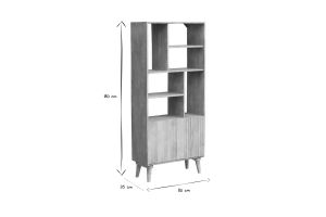 Bibliothèque en bois manguier massif 2 portes gravées L80 cm RUBIA