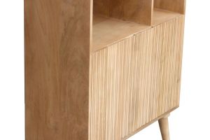 Bibliothèque en bois manguier massif 2 portes gravées L80 cm RUBIA
