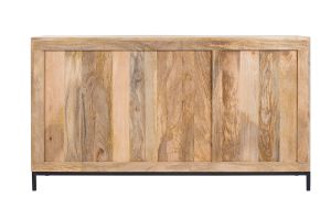 Buffet industriel en bois manguier massif et métal noir 3 portes L145 cm YPSTER