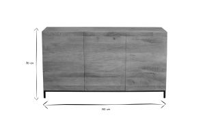 Buffet industriel en bois manguier massif et métal noir 3 portes L145 cm YPSTER