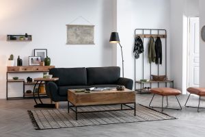 Étagère murale industrielle en bois manguier massif et métal noir L60 cm RACK