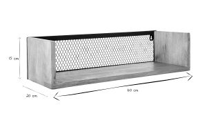 Étagère murale industrielle en bois manguier massif et métal noir L60 cm RACK