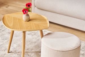 Table d'appoint forme de feuille bois clair L60 cm PHYLL