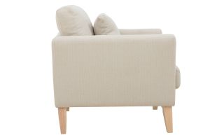 Fauteuil scandinave déhoussable en tissu beige et bois clair OSLO