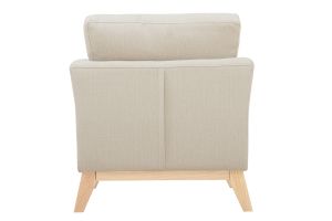 Fauteuil scandinave déhoussable en tissu beige et bois clair OSLO
