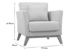 Fauteuil scandinave déhoussable en tissu beige et bois clair OSLO