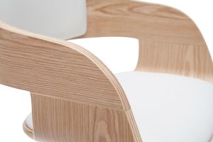 Tabouret de bar design réglable blanc et bois clair EUSTACHE