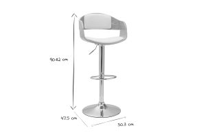 Tabouret de bar design réglable blanc et bois clair EUSTACHE