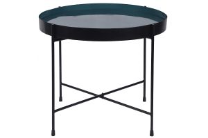 Table d'apppoint ronde avec plateau réversible bleu canard / noir D51 cm SATEEN