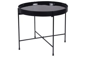 Table d'apppoint ronde avec plateau réversible bleu canard / noir D51 cm SATEEN