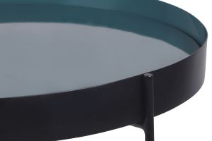 Table d'apppoint ronde avec plateau réversible bleu canard / noir D51 cm SATEEN