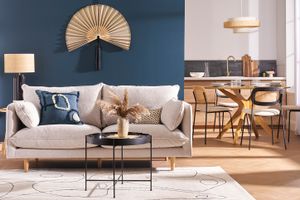 Table d'apppoint ronde avec plateau réversible bleu canard / noir D51 cm SATEEN