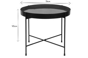 Table d'apppoint ronde avec plateau réversible bleu canard / noir D51 cm SATEEN
