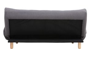 Canapé convertible scandinave 3 places en tissu gris foncé et bois clair YUMI