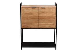 Buffet haut en bois massif et métal noir 2 portes L85 cm ARTHUS
