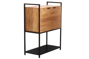 Buffet haut en bois massif et métal noir 2 portes L85 cm ARTHUS