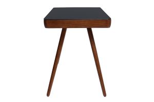 Bureau connecté multimédia avec tiroir en verre noir et bois foncé noyer L120 cm CLEVER