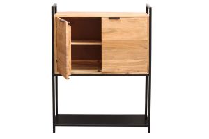 Buffet haut en bois massif et métal noir 2 portes L85 cm ARTHUS