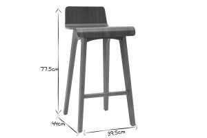 Chaise de bar scandinave bois foncé H65 cm BALTIK
