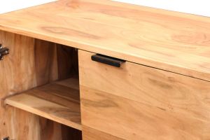 Buffet haut en bois massif et métal noir 2 portes L85 cm ARTHUS